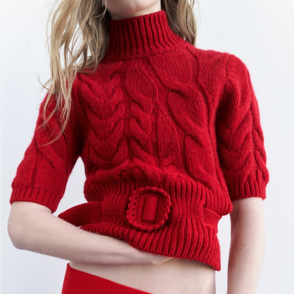 Zara belted knit sweater